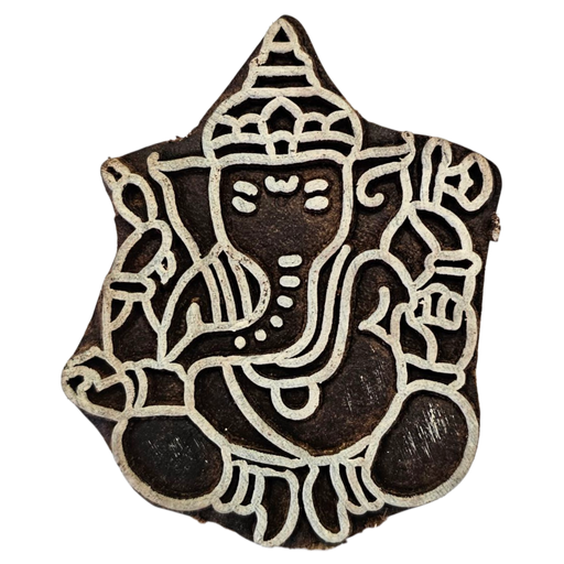 Ganesh Design Wooden Carved Printing Block