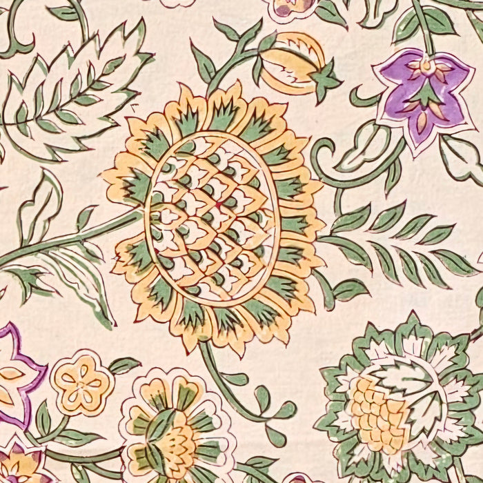 Mastic Garden Block Printed Cotton Tablecloth | 150 x 220 cm