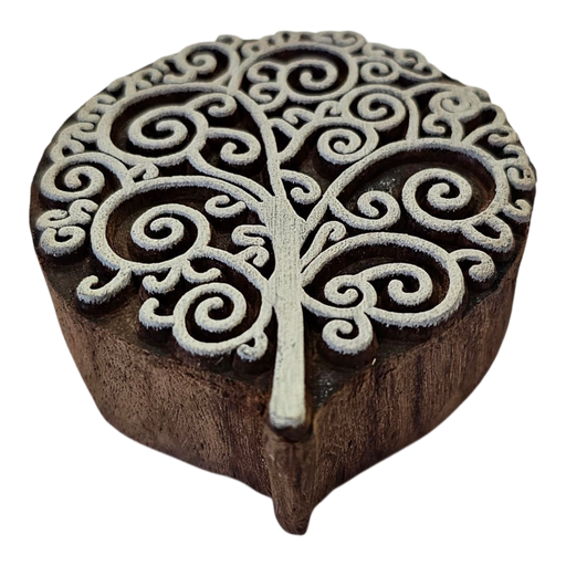 Round Tree Design Wooden Carved Printing Block