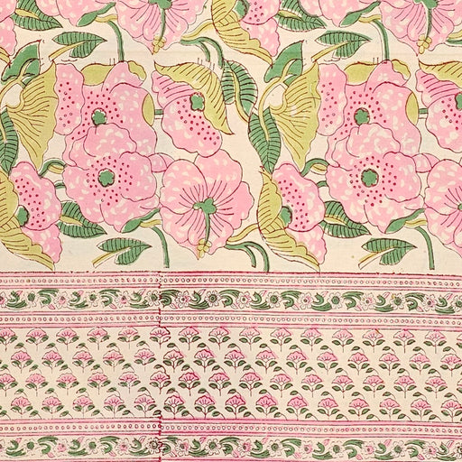 Hand Block Printed Cotton Tablecloth | Blush Meadow | 6-Seater