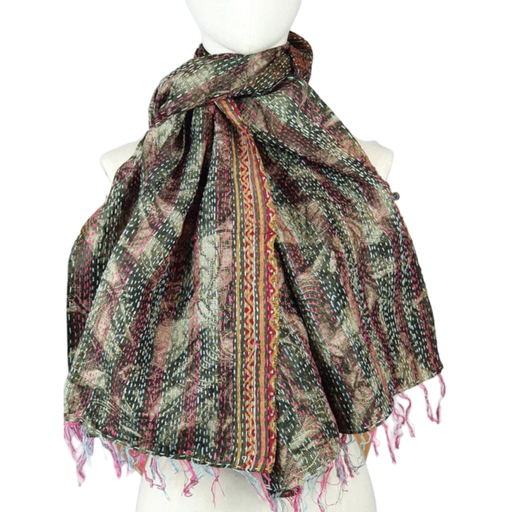 Reversible Silk Kantha Scarf