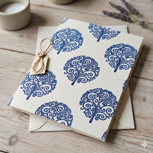 Round Tree Design Wooden Carved Printing Block