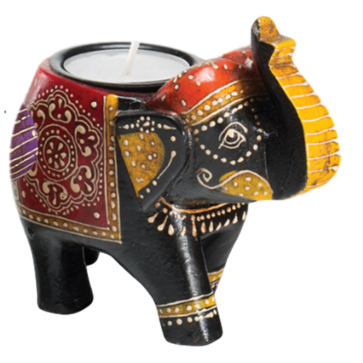 Black Wooden Elephant Tealight Holder