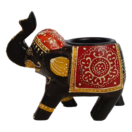 Black Wooden Elephant Tealight Holder