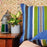 Handloom Floor Cushion Cover | 60 x 60 cm | Blue Multi Stripes