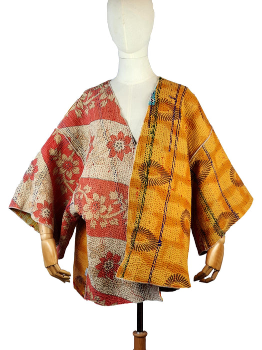 Vintage Cotton Kantha Kimono | Textile Art