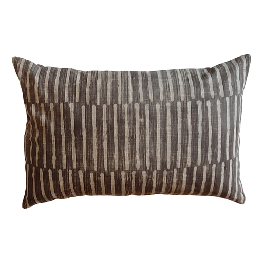 Grey Stripes Block Printed Cotton Lumber Cushion