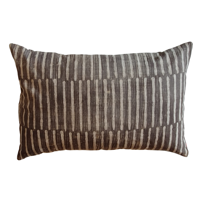 Grey Stripes Block Printed Cotton Lumber Cushion
