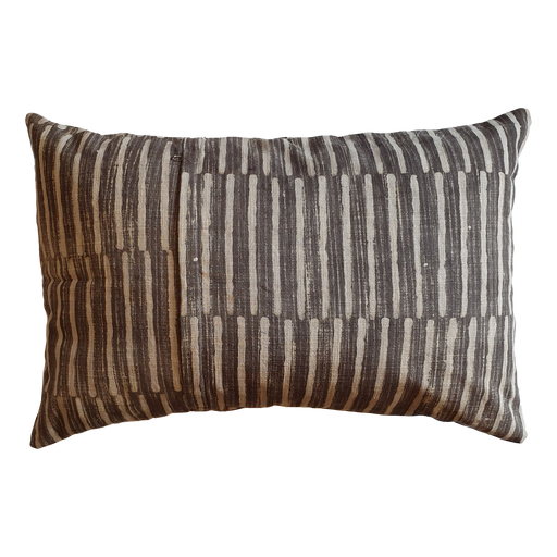 Grey Stripes Block Printed Cotton Lumber Cushion