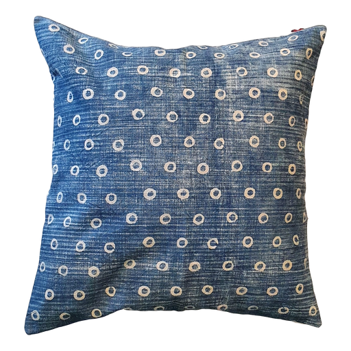 Blue Spots Block Printed Cotton Cushion