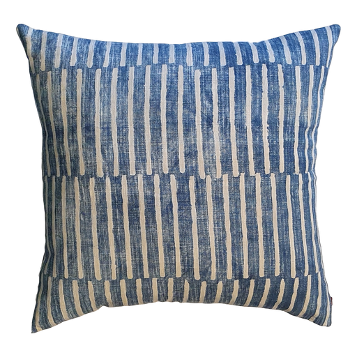 Blue Stripes Block Printed Cotton Cushion