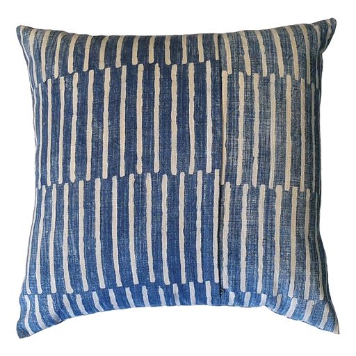 Blue Stripes Block Printed Cotton Cushion