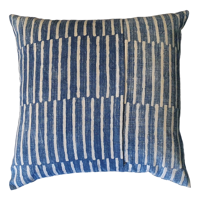 Blue Stripes Block Printed Cotton Cushion