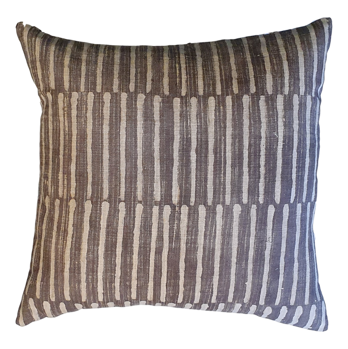 Grey Stripes Block Printed Cotton Cushion