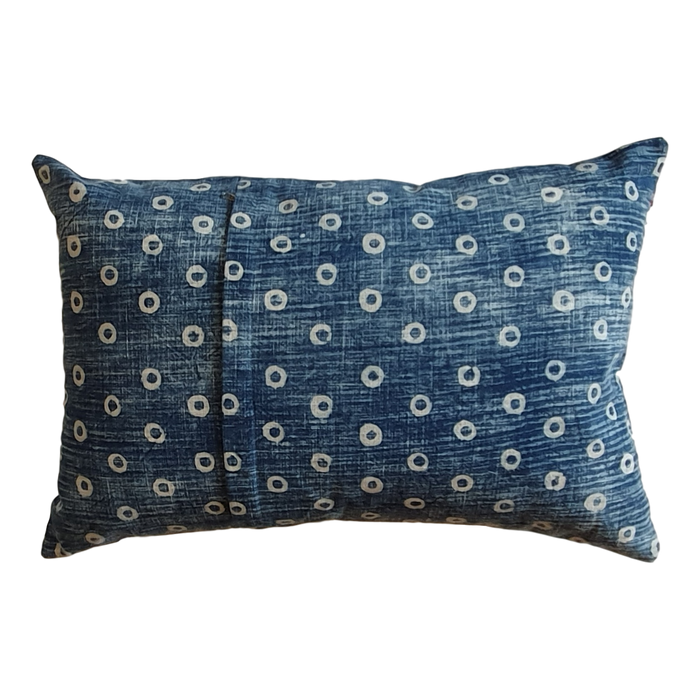 Blue Spots Block Printed Cotton Lumber Cushion