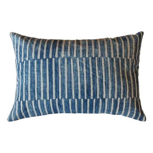 Blue Stripes Block Printed Cotton Lumber Cushion