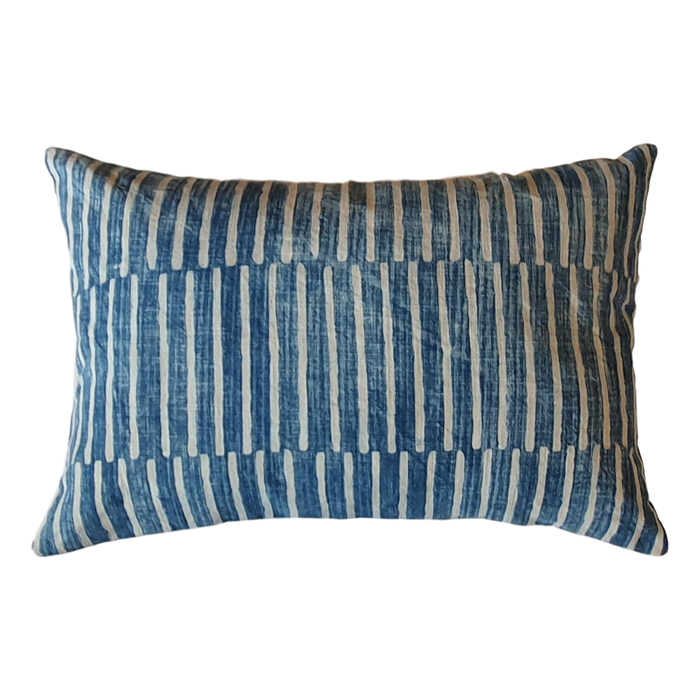 Blue Stripes Block Printed Cotton Lumber Cushion