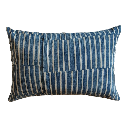 Blue Stripes Block Printed Cotton Lumber Cushion