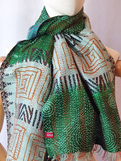 Reversible Silk Kantha Scarf