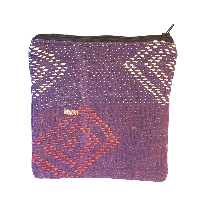 Cotton Kantha Zipped Pouch