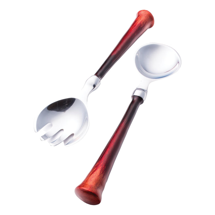 Pair of Recycled Aluminium Salad Servers, Red Enamel