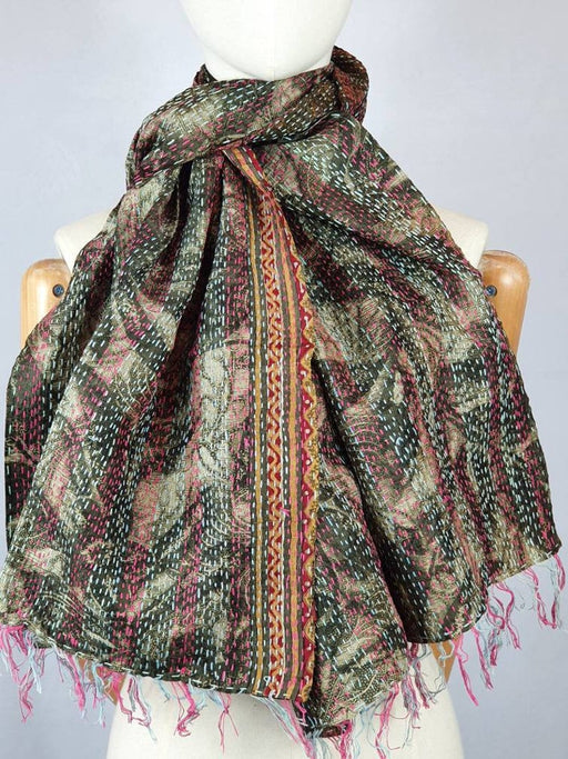 Reversible Silk Kantha Scarf