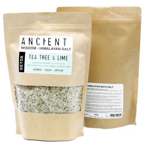Himalayan Bath Salt infused with Tea Tree & Lime Essential Oils + Evening Primrose Oil - Detox
