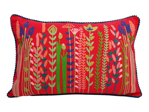 Wild Flowers Embroidered Cushion Cover